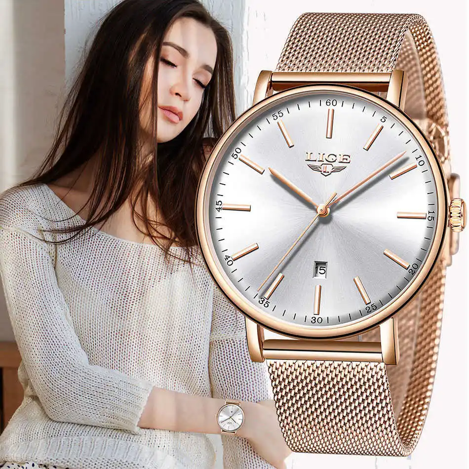 

Womens Watches Top Brand Luxury Waterproof Watch Fashion Ladies Stainless Steel Ultra-Thin Casual Wristwatch Quartz Clock