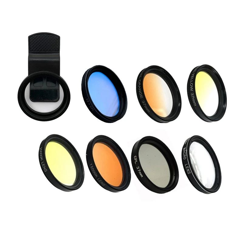 

Aquarium Lens Fish Tank Phone Camera Lens Filter 7 in 1 Macro Lens Yellow Lens Filter Coral Reef Aquarium Photography