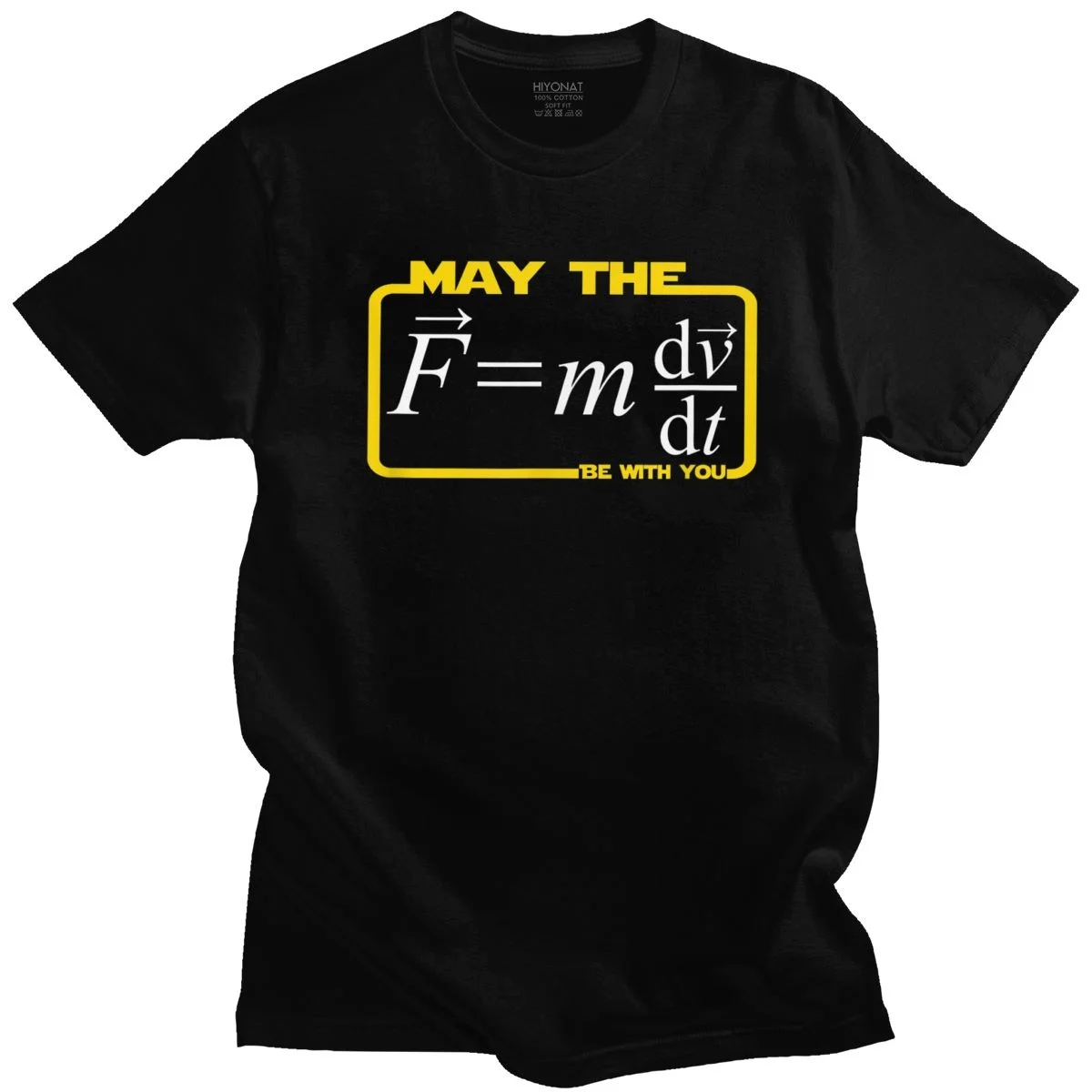 

Men's Funny May The (F=mdv/dt) Be With You Tshirt Short Sleeve Cotton Leisure T-shirt Humor Science Shirt Physics Math Tee Gift