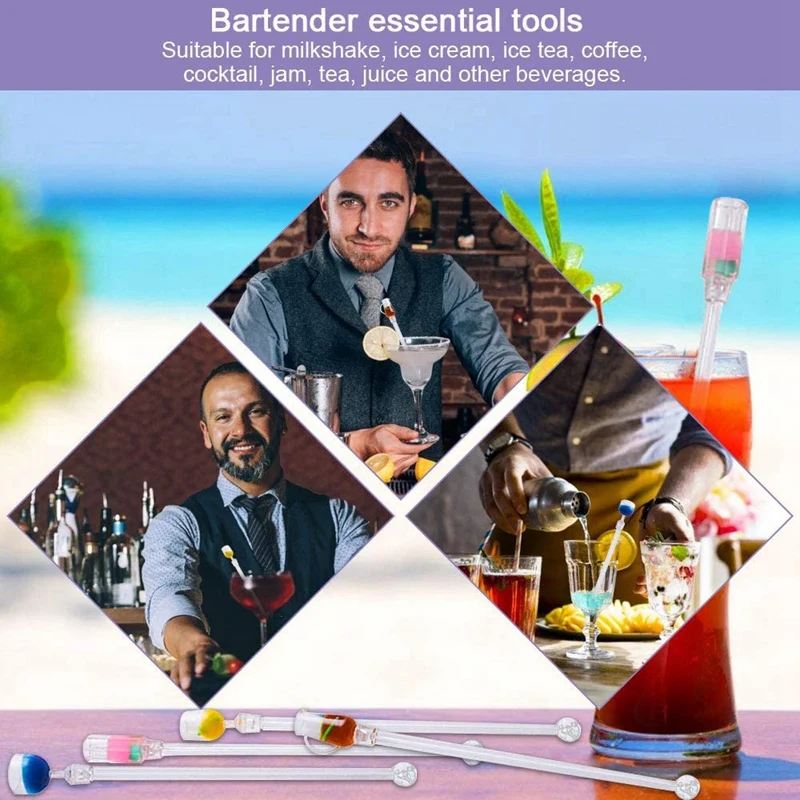 

Tropical Drink Stirrers Cocktail Drink Stirrers 9 inch Mixer Bar with Wine Glass Patterns, Reusable Gin Stirrers