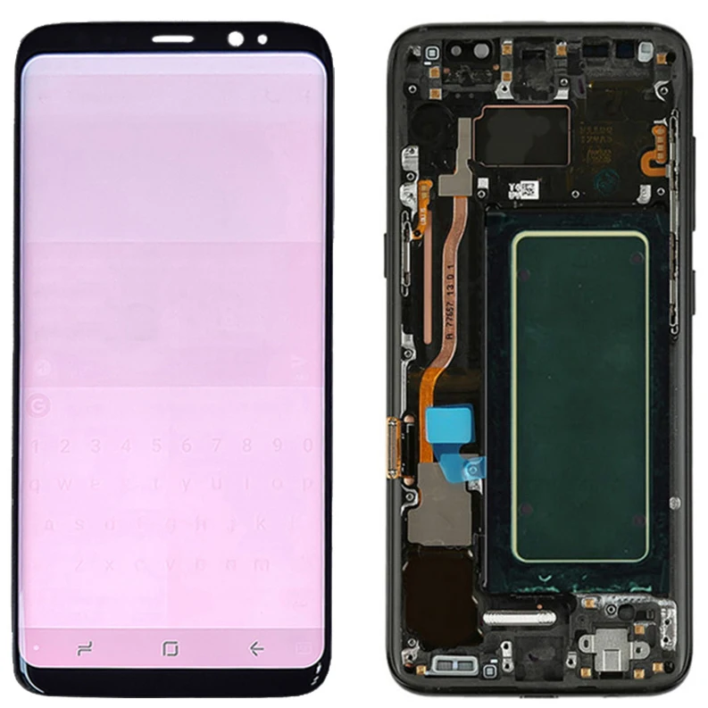 Samsung-pantalla t&aacute;ctil LCD con marco para tel&eacute;fono m&oacute;vil inteligente, marco de montaje adhesivo con marco de SM-G950F G950U, S8 Plus, G955F, G955U, color rojo, Original-1