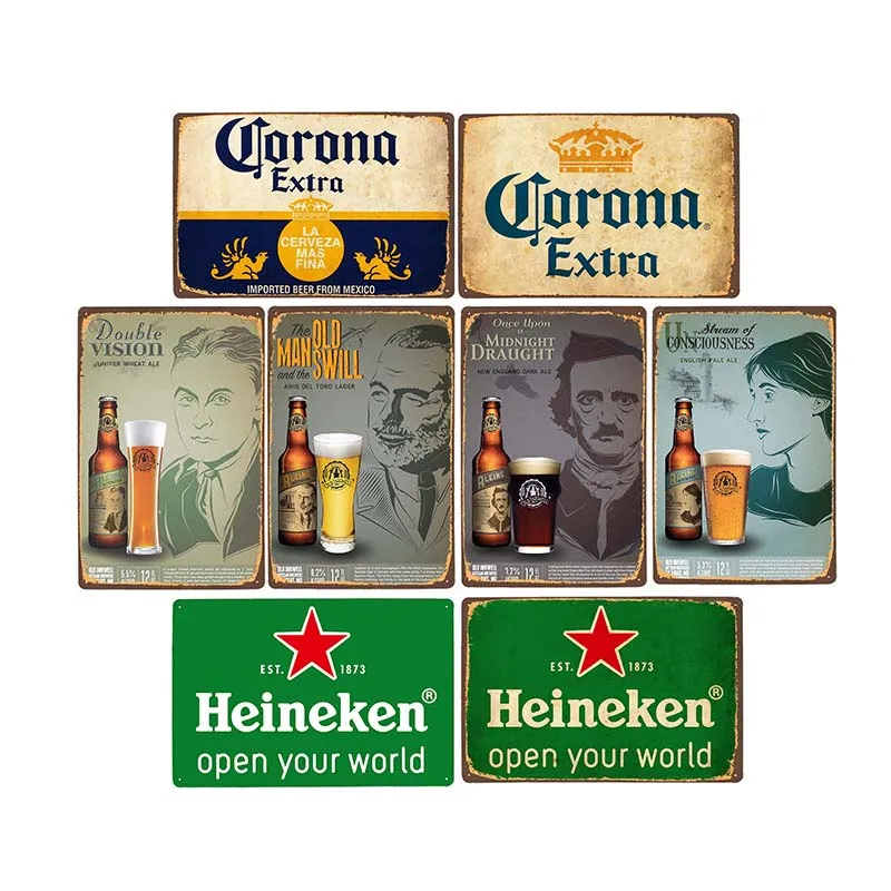 

Beer Metal Plaque Vintage Tin Sign Wall Decor Bar Pub Club Man Cave Decorative Ice Cold Drink Poster Plates 20x30cm