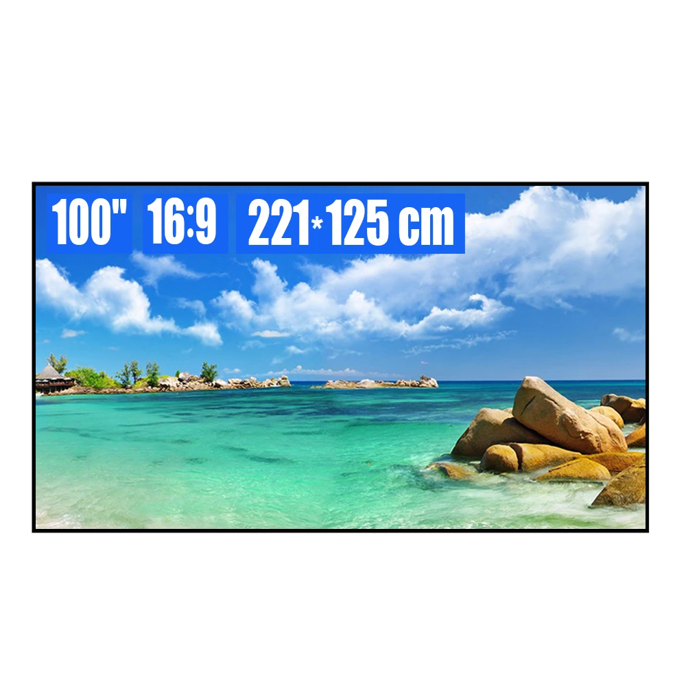 

100 inch 16:9 White Soft Ultra-Narrow Fixed Frame Projection Screen 4K/8K HD 3D Movie Projector Screen for Home Theater