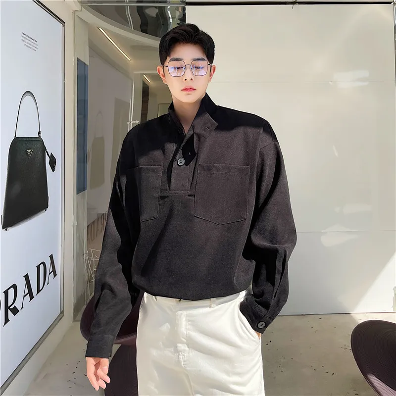 Men's new early autumn personality stand collar loose fashion trend large size Korean version of the jumper