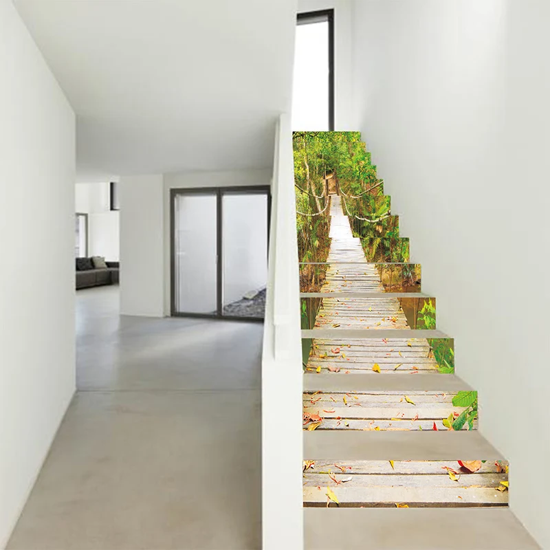 

ПВХ обои подвеска мост пейзаж простой 13 штук DIY лестницы наклейки, фотообои