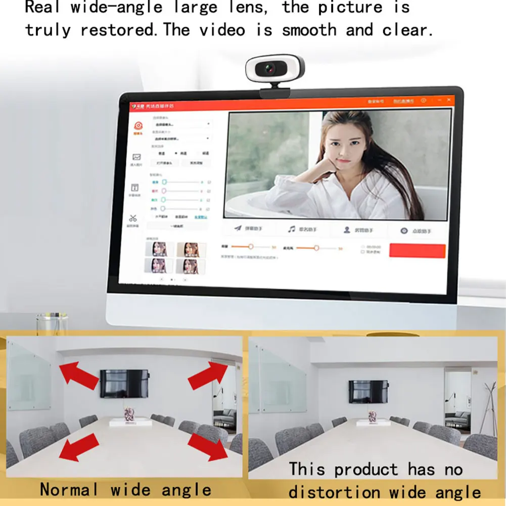 

360 Degree Rotatable For Streaming Stereo Video Calling Plug And Play With Microphone USB HD Meeting Recording Computer Webcam