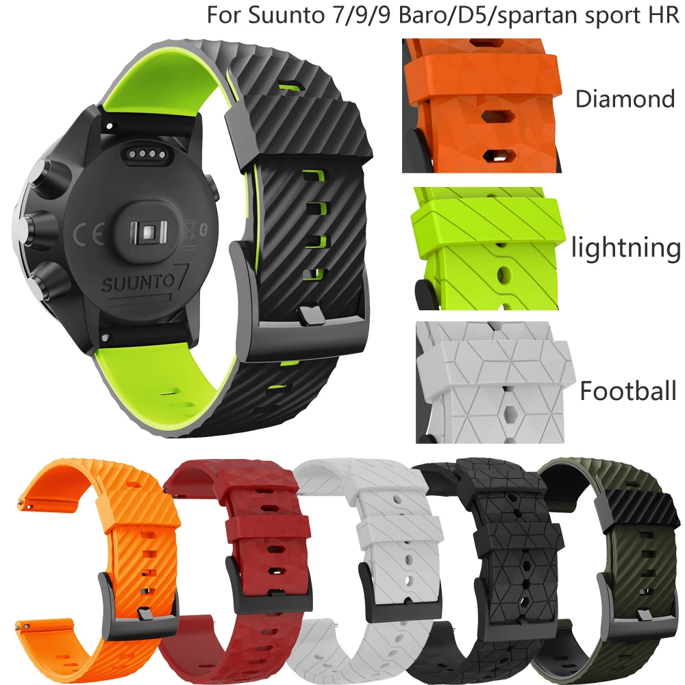 

For Suunto 7/Suunto 9 baro Replacement Wristband 24mm Soft Silicone Sports Watch Strap For spartan sport/wrist hr/D5 Watch Band