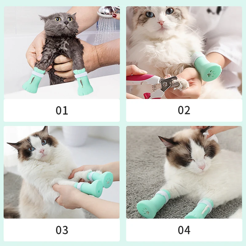 HOOPET анти кусающая ванна моющая Кошачий коготь покрытие для ногтей ног Pet Paw Protector