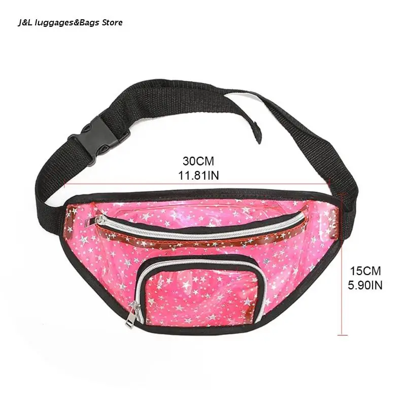 

M68C Women Transparent Stars Printing Crossbody Chest Bag Casual Waist Fanny Pack