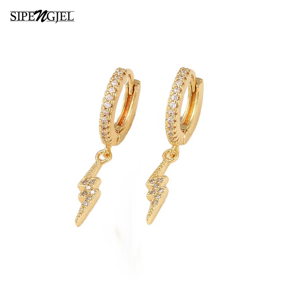 

SIPENGJEL Fashion Cubic Zircon Lighting Earrings Gold Hoop Earrings For Women Fashion Korean Jewelry Orbelle