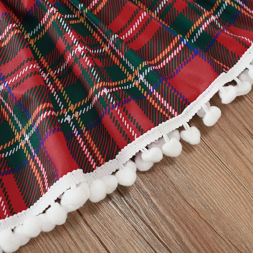 Детский Рождественский кружевной комплект из юбки с бахромой и длинными