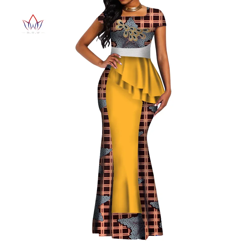 African Clothes For Women Applique Short Sleeve Wear 2021 Fall Pleated Christmas Long Dress Plus Size WY4778 | Тематическая одежда