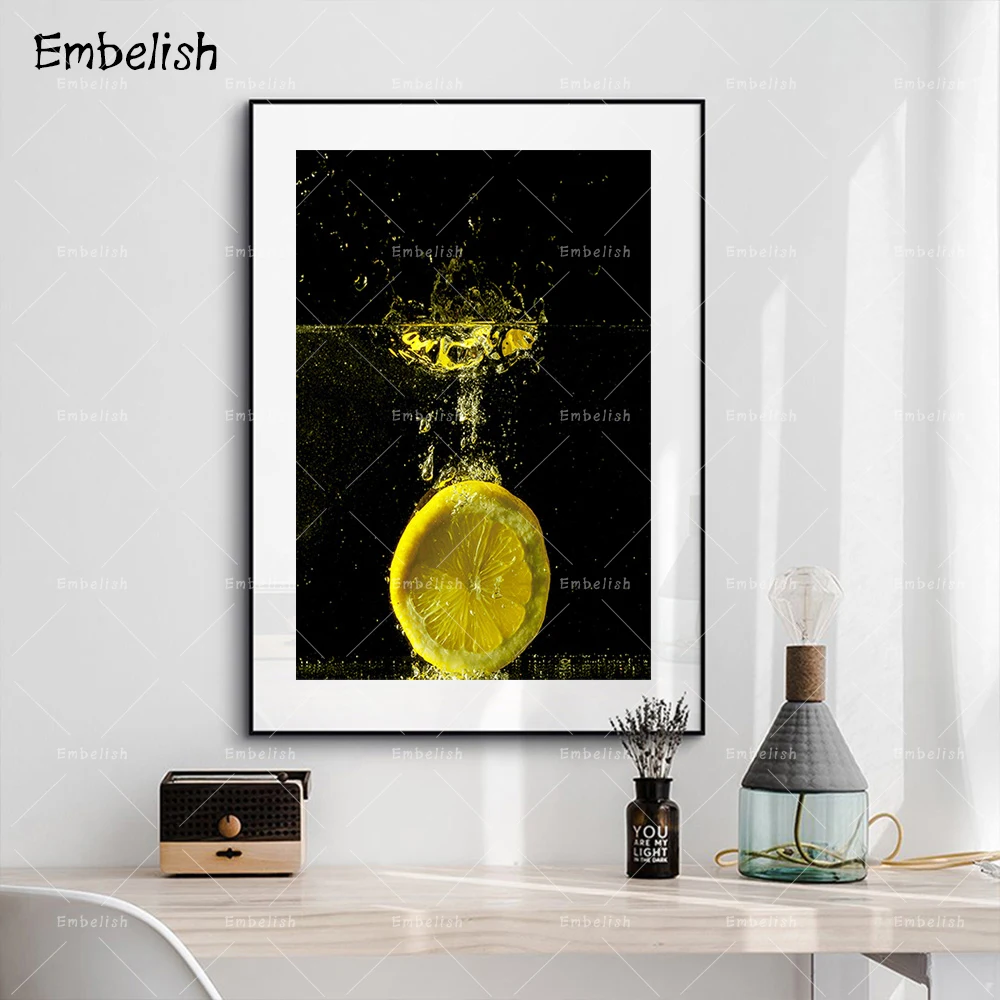 

Embelish 1 Pieces Large Size Wall Art Posters For Living Room Water Lemon Fruits Pictures Kitchen Home Decor HD Canvas Paintings