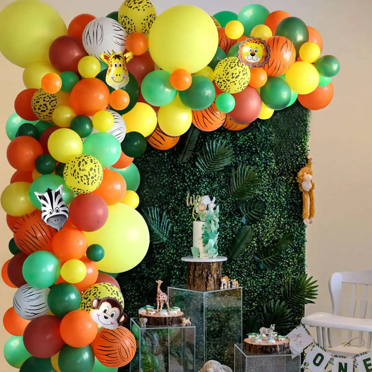 

175pcs Jungle Animal Balloon Garland Arch Birthday Party Decoration Kids Safari Jungle Party Decor Yellow Baloon Baby Shower
