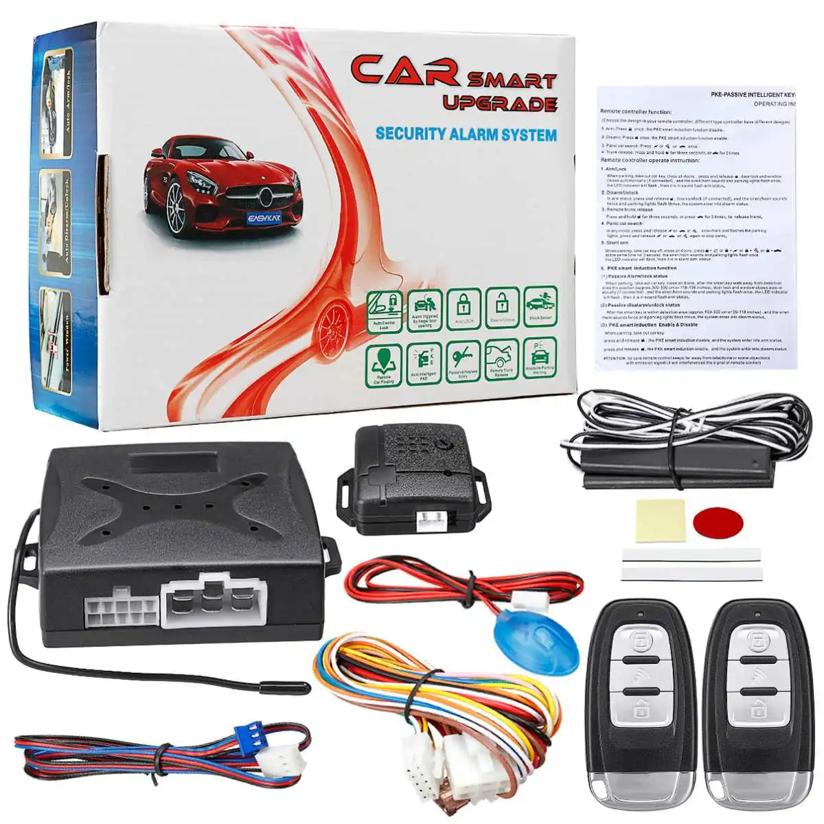 

Universal Car PKE Induction Burglar Alarm System Protection Auto Remote Central Car Security System Kit With 2 Remote Control