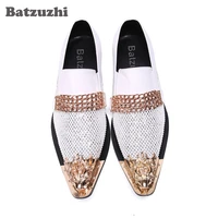 batzuzhi men dress shoes italian type formal genuine leather shoes men pointed toe white blink wedding shoes big sizes 38 46