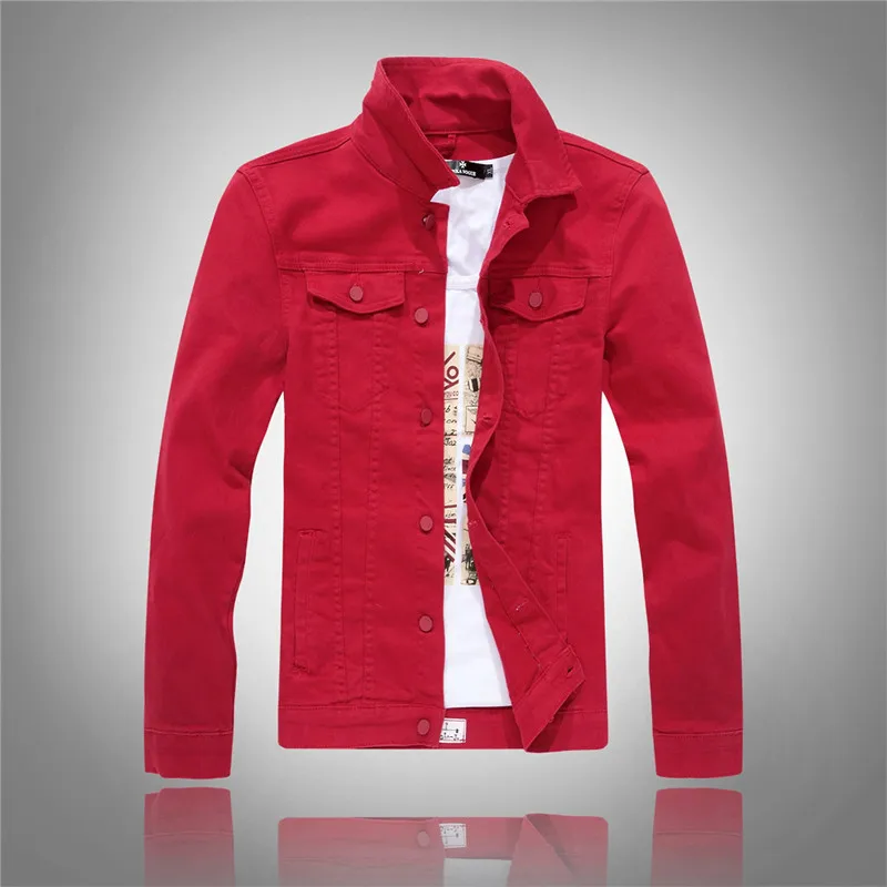 KIMSERE мужской Slim Fit розовые джинсовые куртки верхняя одежда модная повседневные