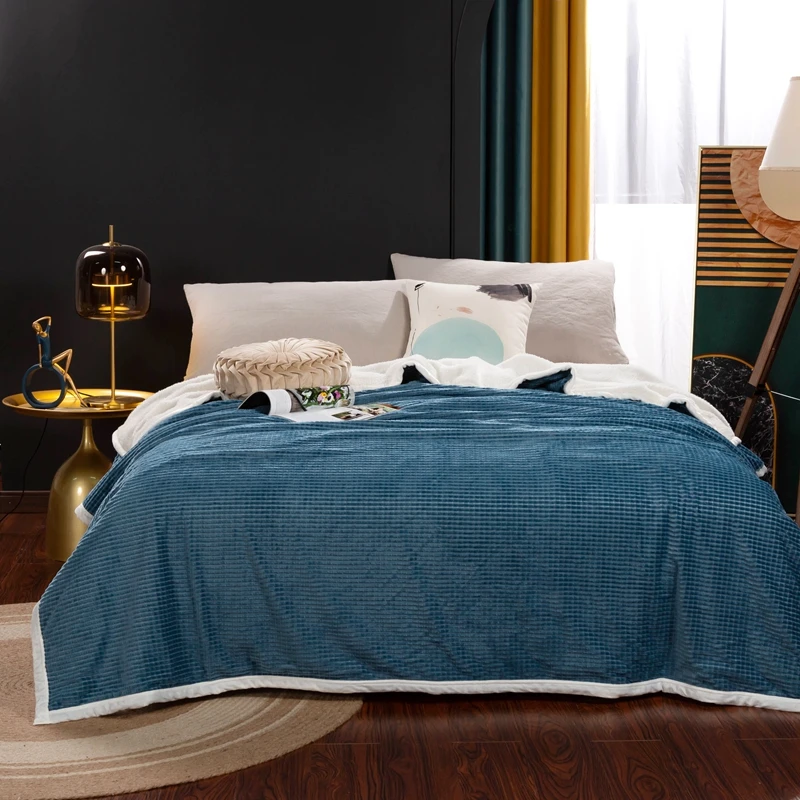 Одеяло с маленькой сеткой и молнией плюшевое бархатное одеяло боковым покрытием