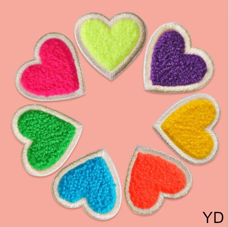 

10 pcs Heart Shape Towel Embroidered patches sew on fashion Motif decor Applique embroidery diy repair accessory