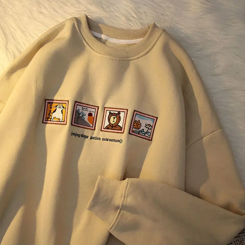 

2021 New Men's Spring and Autumn Round Neck Sweatshirt Harajuku Plus Size Student Trendy Men's All-match Pullover