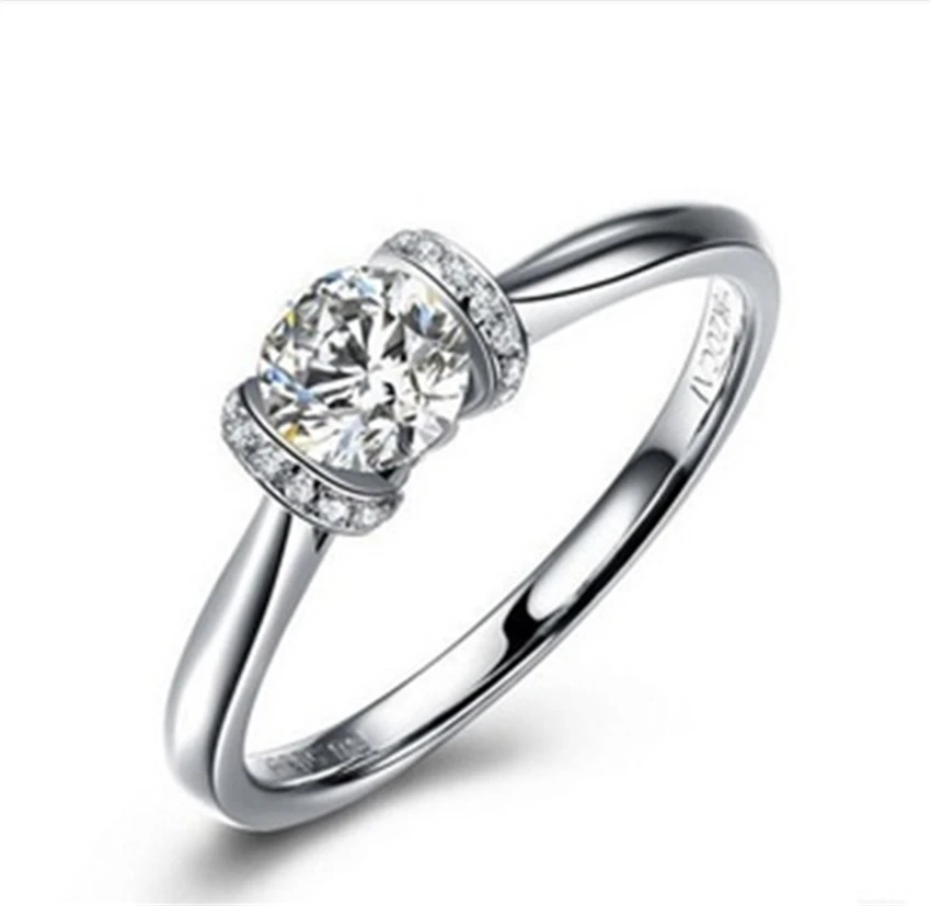 

Solid Platinum PT950 Ring 1CT Natural Moissanite Diamond Engagement Rings Promise jewelry Gift For Lady Beatufil Box