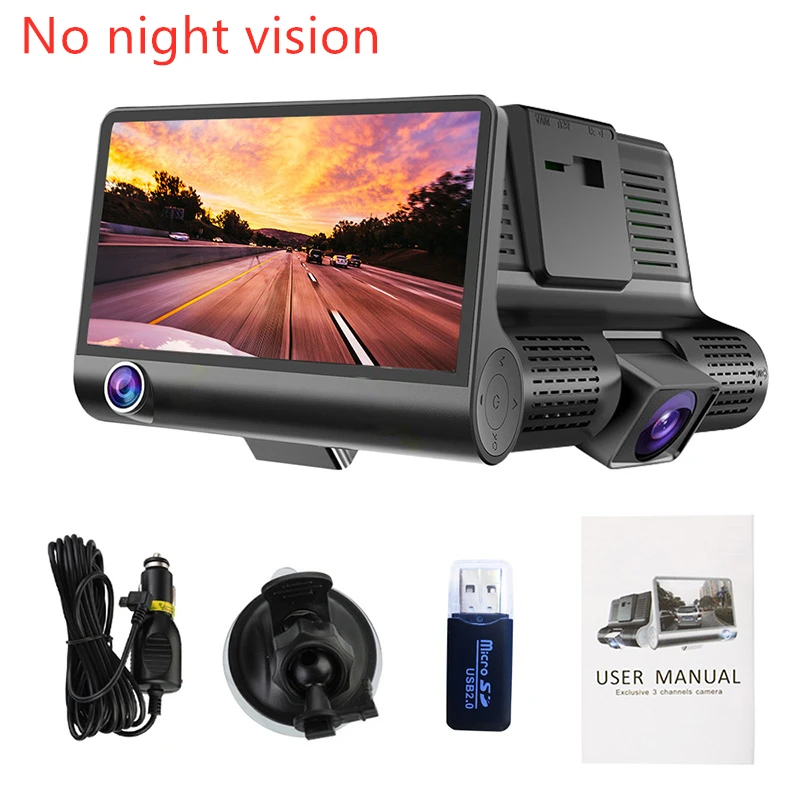 B28 Full HD 1080P Автомобильный видеорегистратор 3 камеры s объектив 4,0 дюймов видеорегистратор Двойной объектив с камерой заднего вида 170 градусов широкоугольный видеорегистратор - Название цвета: B28