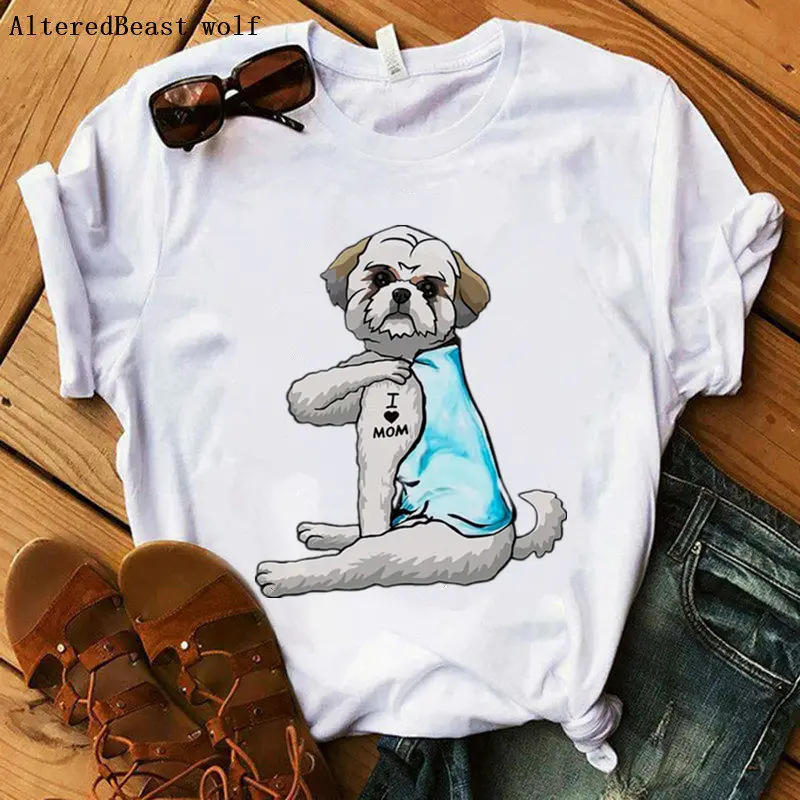 

I Love Mom Dog Youngster Tshirt Humor Trending Cotton Pattern Shirt Male O Collar Black Ladies Designer New Year's Tops