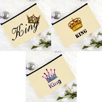 bridesmaid cosmetic bag fashion lady travel makeup gift storage cartoon crown pattern printing daily necessities storage bags