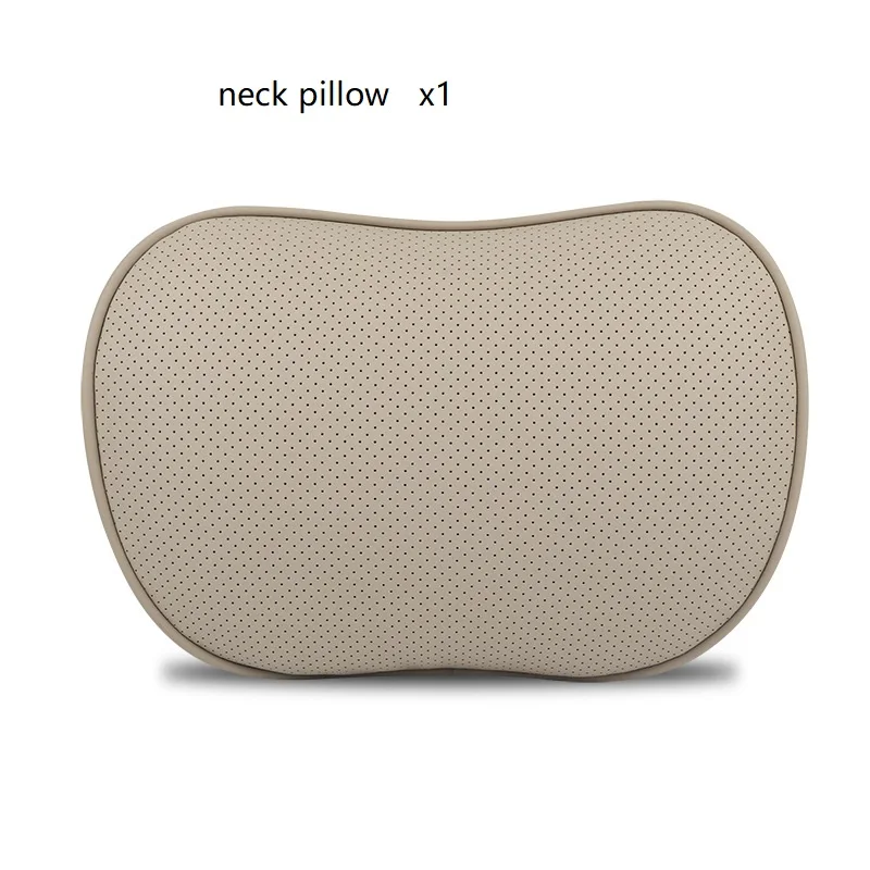 beige headrest only Первый слой из воловьей кожи, Автомобильная подушка для поддержки сиденья, поясничная подушка, Автомобильный подголовник, авто автомобиль, забота о здоровье, настоящие кожаные подушки - Название цвета: beige headrest only