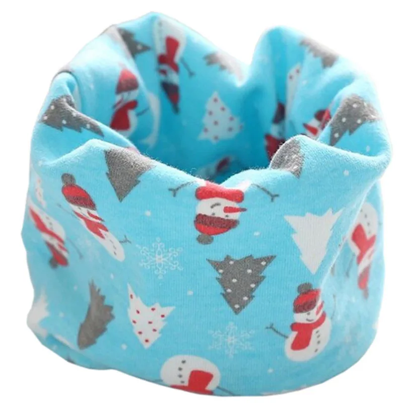snowman blue "из хлопчатобумажной ткани для мальчиков и девочек, шарф для девочек, для мальчиков Слюнявчики осень-зима теплые детские воротники шеи-хомут с круглым воротником для мальчиков и девочек шейный платок - Цвет: snowman blue