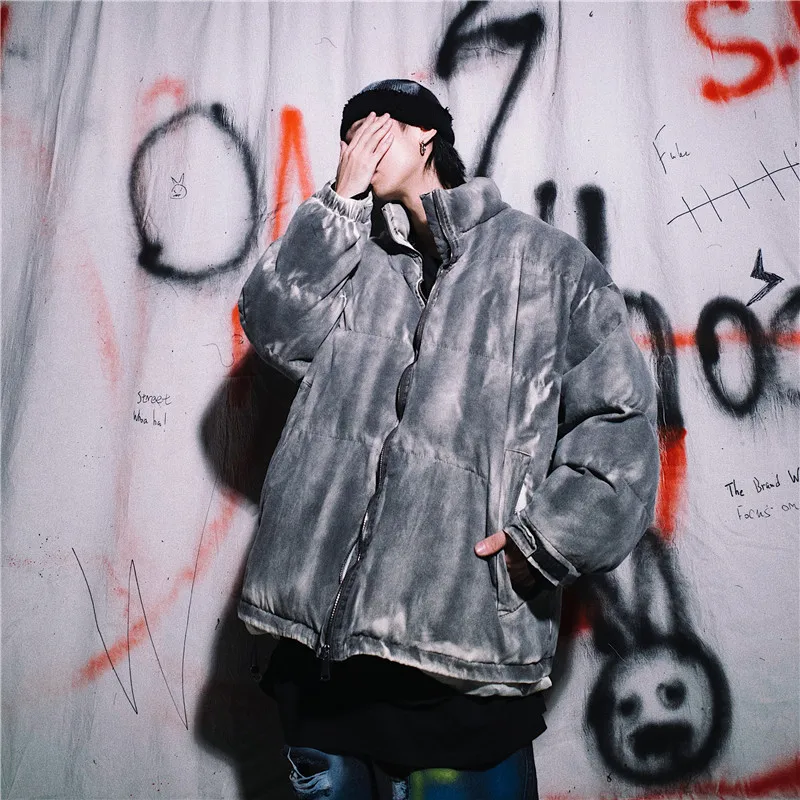 Грязный цвет печати Толстая стеганая куртка для мужчин s High Street зимние старые