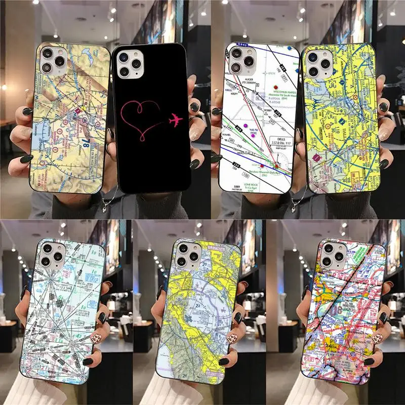 

Aviation Chart Phone Case for iphone 12 pro max mini 11 pro XS MAX 8 7 6 6S Plus X 5S SE 2020 XR case