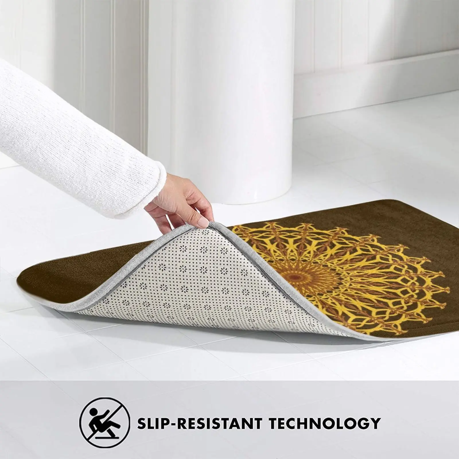 

Golden Mandala Carpet Mat Rug Cushion Soft Non - Slip Mandala Golden Mandala Yellow Yellow Mandala Golden Golden Design