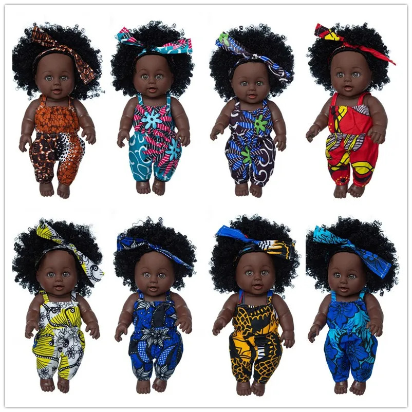 

Black africa USA doll afro long hair 30cm 12inch reborn boneca pop dolls baby poupee full silicone baby doll alive toy