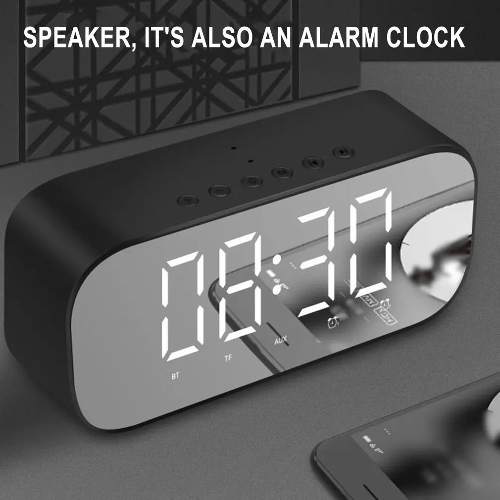 

Hot New S5 Standard Edition Alarm Clock Wireless Speaker Gift Fashion Creative Mirror Adjustable Dimmer Digital Display Clock