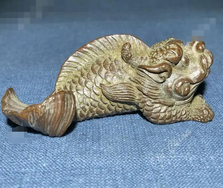 

Chinese Collectible Solid Copper Pure Handwork Antique Dragon Fish Old Statue