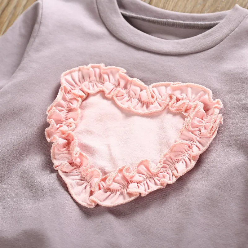 Autumn Sweet Children sets Baby Girl Long Sleeve Top And Solid Color Trousers Cute Headband Kit Kid Three-piece Outfit Set | Детская