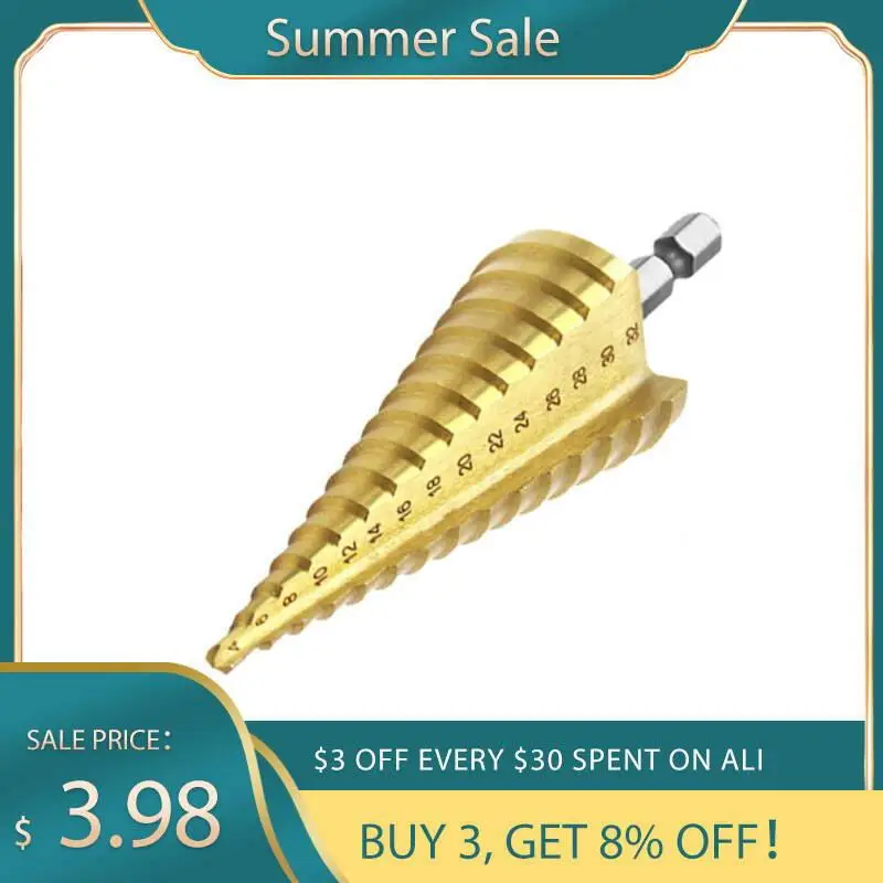 

Step Drill Bit 32MM Metal Drills Spade Bit Staggered Step Drizzle Drill Stepped Metal Drill Bits HSS Titanium Coated Wood Tools