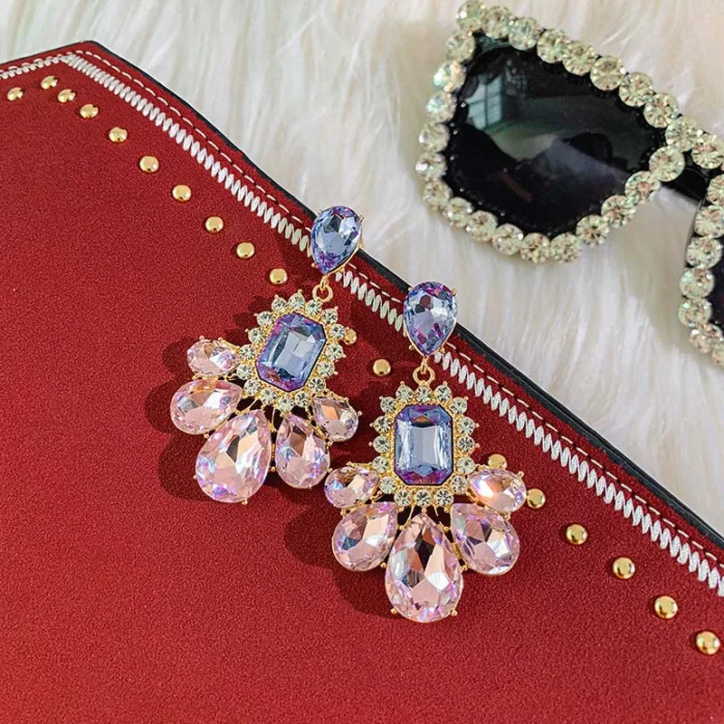 Женские серьги-подвески из серебра 925 пробы с фиолетовыми кристаллами - купить по