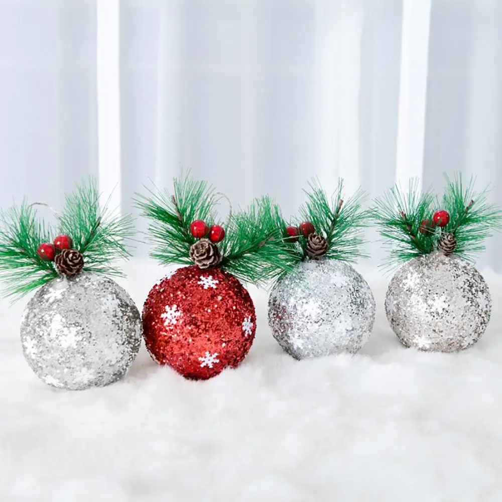 Круглые пластиковые шарики рисунком елки Декор рождественские безделушки