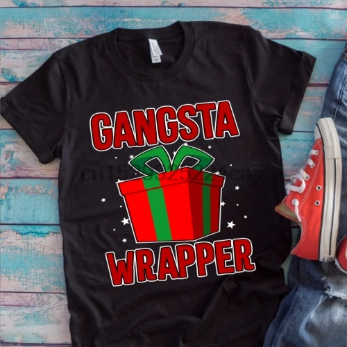 Рубашка Gangsta Wrapper Рождественская футболка Санта R1 |