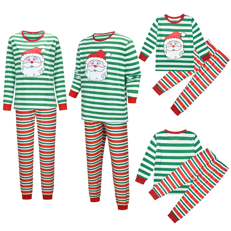 

2021 Hot Sale Sleepwear Family Matching Outfits Printed Long Sleeve Pants Pajama Sets Parent-Child Clothes Christmas Family Look