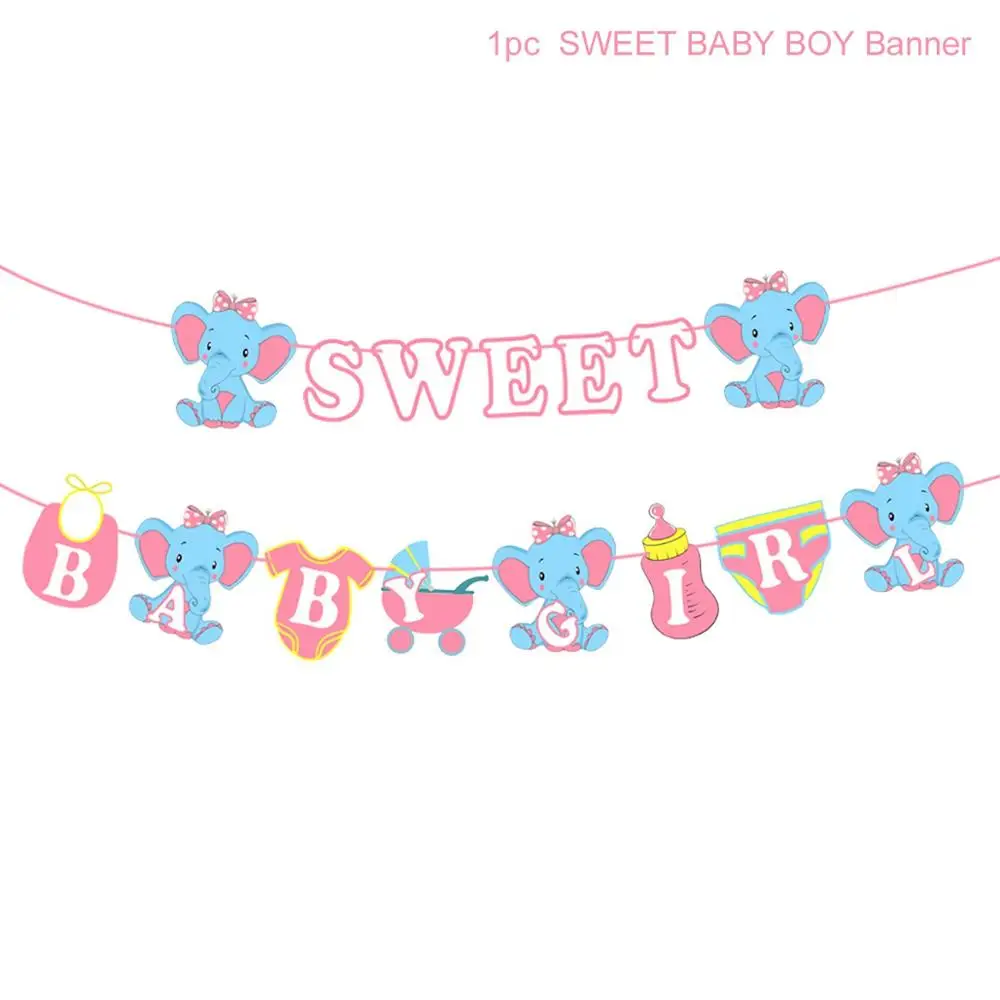 Pink Paper Banner QIFU, 1 шт., украшения для детского душа, это баннер для мальчиков или девочек, вечерние гирлянды для девочек на первый день рождения - Цвет: Pink Paper Banner