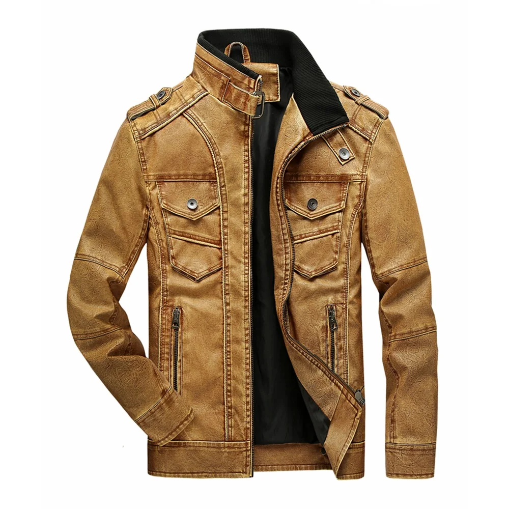 

2021 New Brand Men's Retro Motorcycle Leather Jacket Men's Casual Leather Jacket Men's Fashion Trendy And Comfortable
