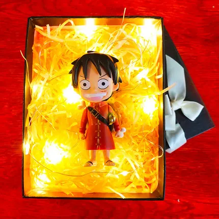 

[New] Japan Anime One Piece Monkey D Luffy Q style figure model Action Figure Lighting Room decoration toys baby kids best gift