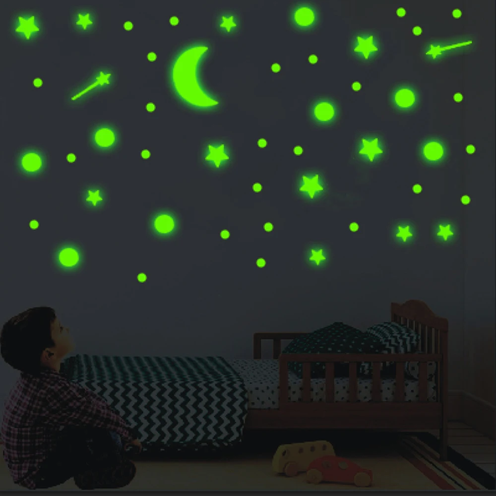 

637pcs Glow In The Dark Luminous Stars Moon Wall Stickers Ceiling Bedroom Decor