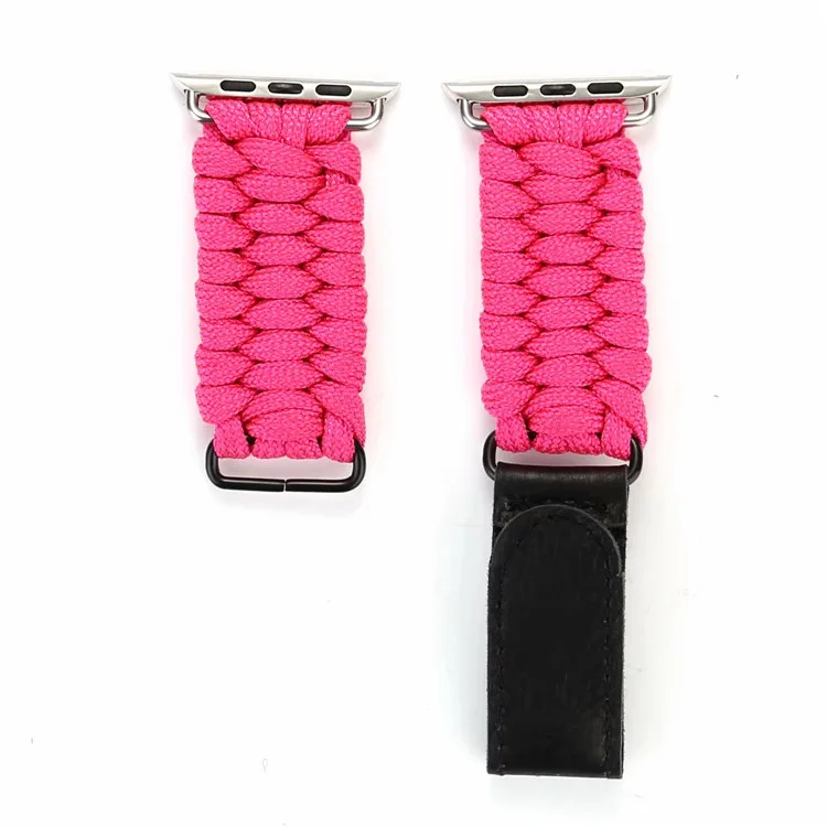 hot pink Спортивный тканый браслет из нейлоновой веревки для Apple Watch 38 мм 42 мм 40 мм 44 мм для iWatch 5 4 3 2 1 - Цвет ремешка: hot pink