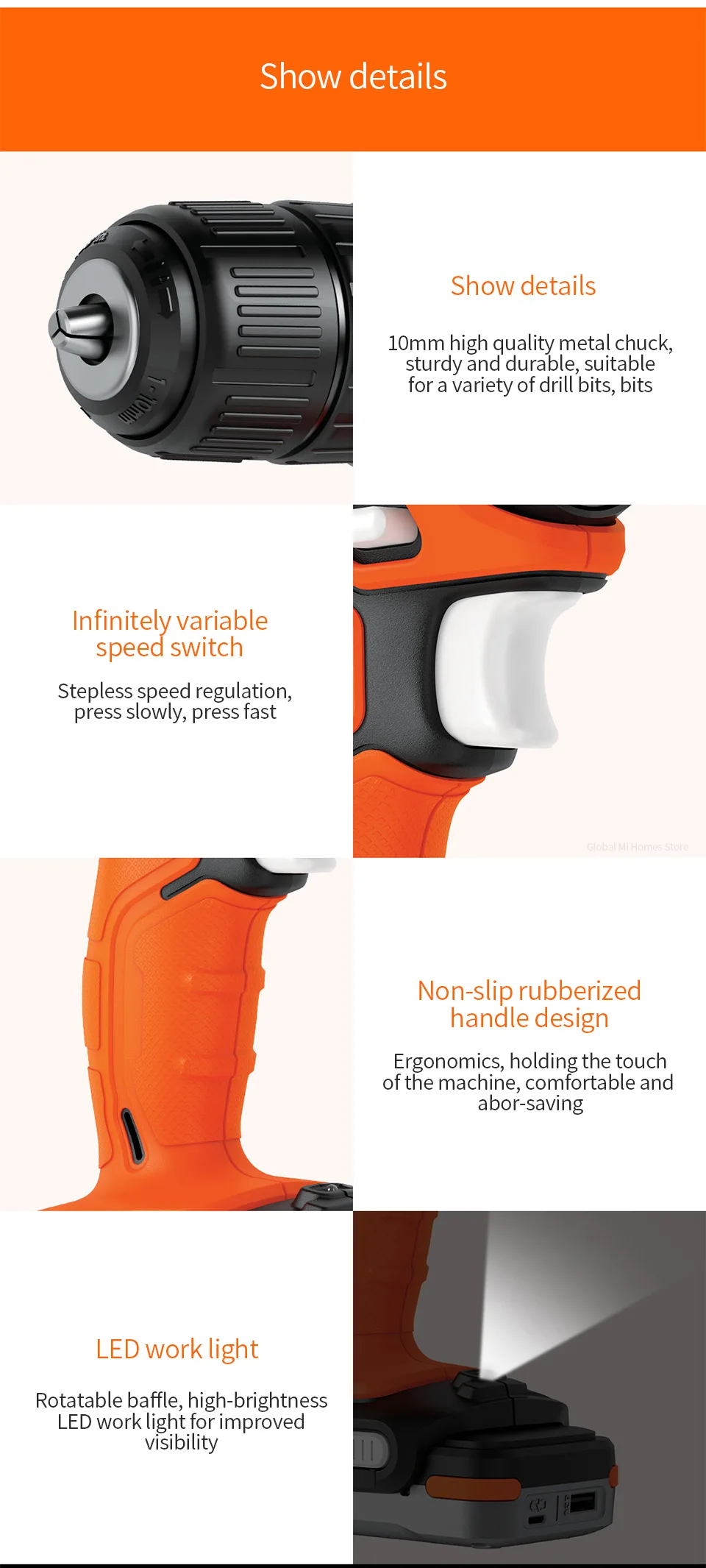 Xiaomi Youpin Black& Decker 12 литиевая электрическая дрель gopack с тремя зажимами с плавно-изменяющейся скоростью