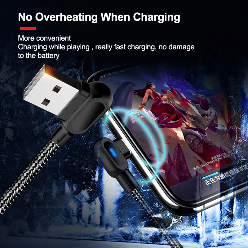 

Micro USB Type C Cable With Light LED 90 Degree Elbow 0.5 M 1 M 2 M Fast Charger Mobile Phone Data Cables For Samsung Xiaomi