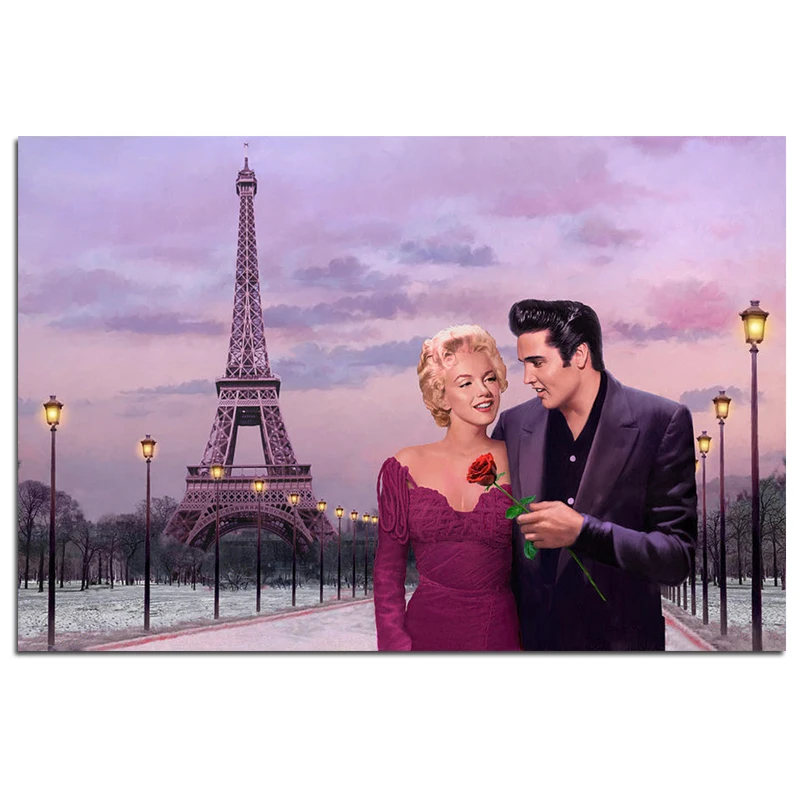 &quotМонро и Элвиса стоящий перед Парижской башней&quot 5D DIY алмазная живопись полный